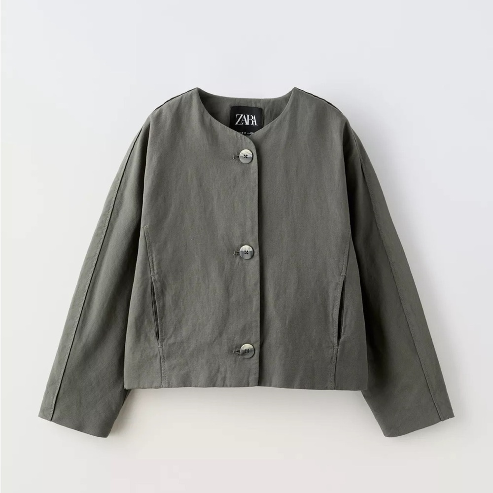 NWT Zara 11-12Y linen blend buttoned jacket